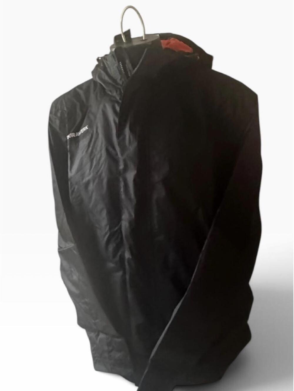 DURAWERK Black Waterproof Hooded Jacket Orange Lining